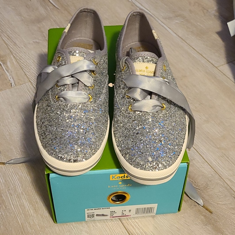 Keds x Kate spade silver glitter shoes 7.5